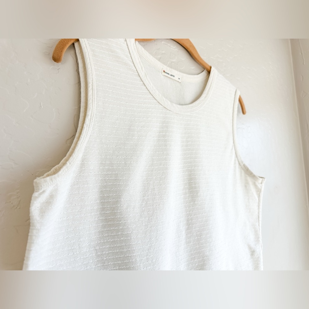 Marine Layer Lydia Textured Stripe Tank Top Women’s Cream - Medium - Picture 8 of 11